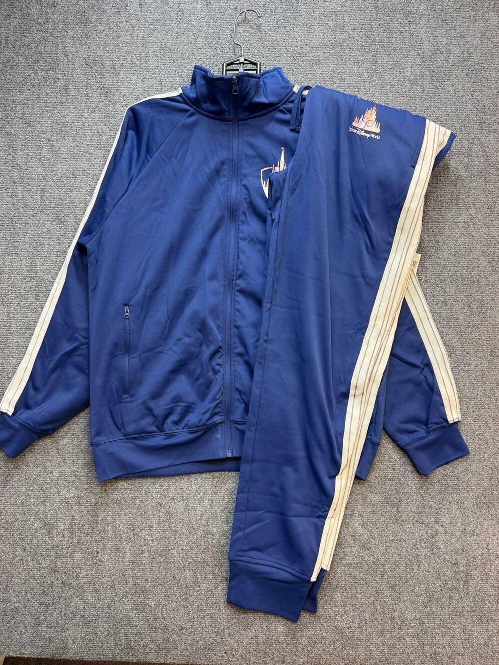 Disney Parks Women's Blue Track Suit Set Jacket L Pants M New Tags